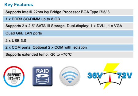 (4) Three-stage thermal design For military and transport applications, the environment is always harsh and the ambient temperature is varying along with the moving path. Therefore the importance of extended operating temperature is undoubted. PERFECTRON experts create the system design which involves three-stage thermal design which allows RC200 to survive from -20 to +70°C. The thermal solution flexibly maximize the metal characteristic, using copper heat spreader to absorb heat directly from heat sources, then using heat pipe to transfer heat to aluminum heat sink. The copper heat pipe is the key factor among the whole thermal design. The heat conductivity coefficient of heat pipe can be up to 5000, nearly 12 times better than copper heat spreader. With a perfect combination of copper plus aluminum thermal kit which efficiently manage the heat dissipation up to 70°C.